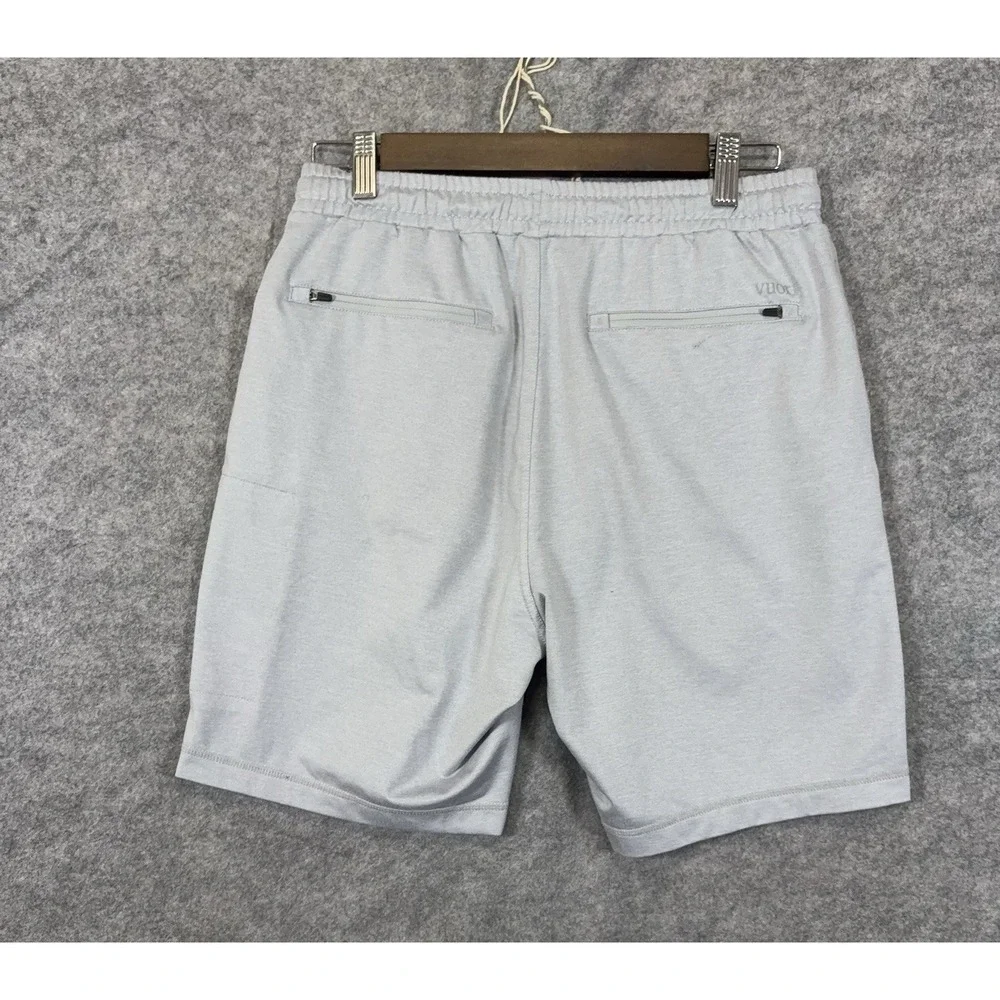 Vuori Sunday Performance Shorts Mens Sz S Gray Zip Pocket Drawstring Elastic 7